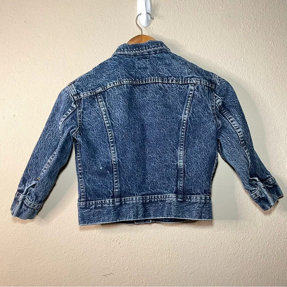 Vintage Lee Boys Girls Blue Denim Trucker‎ Jean Jacket Acid Wash Size 6